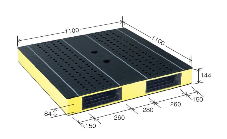 プラスチックパレット DA-HB-R2-1111SC 黄 岐阜プラスチック工業(RISU)製