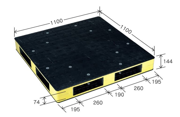 プラスチックパレット DA-HB-R4-1111LH 黒 岐阜プラスチック工業(RISU)製