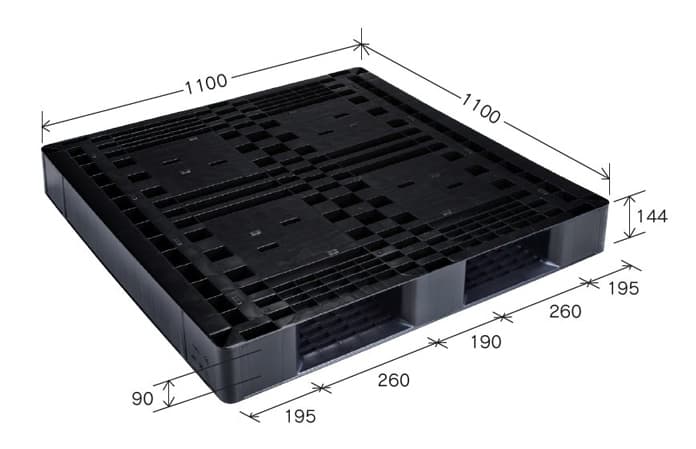 プラスチックパレット DA-J-D2-1111 黒 岐阜プラスチック工業(RISU)製