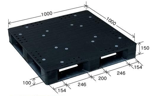 プラスチックパレット DA-JCK-D4-100100 黒 岐阜プラスチック工業(RISU)製