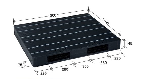 プラスチックパレット DA-JCK-R2-110130 黒 岐阜プラスチック工業(RISU)製