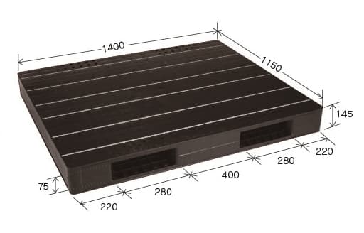 プラスチックパレット DA-JCK-R2-115140 黒 岐阜プラスチック工業(RISU)製