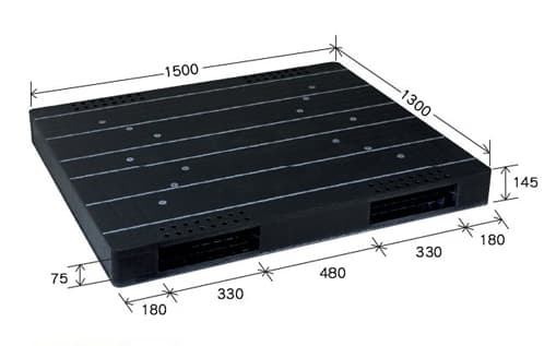 プラスチックパレット DA-JCK-R2-130150 黒 岐阜プラスチック工業(RISU)製