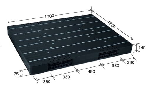 プラスチックパレット DA-JCK-R2-130170 黒 岐阜プラスチック工業(RISU)製