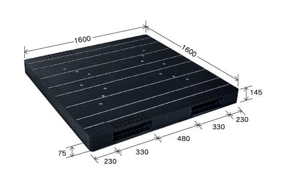 プラスチックパレット DA-JCK-R2-160160 黒 岐阜プラスチック工業(RISU)製