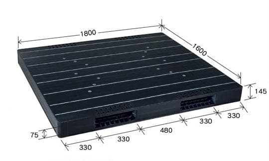 プラスチックパレット DA-JCK-R2-160180 黒 岐阜プラスチック工業(RISU)製