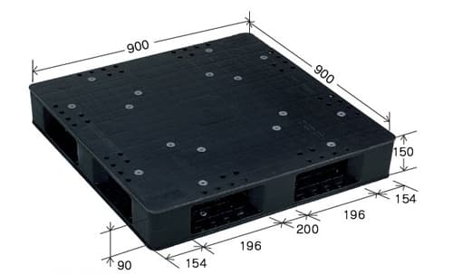 プラスチックパレット DA-JCK-R4-090090 黒 岐阜プラスチック工業(RISU)製