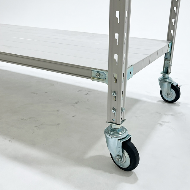 キャスター付きスチールラック SOシリーズ 耐荷重150kg/段 ホワイトグレー 高さ2400×横幅900×奥行450×11段(枚) 単体形式